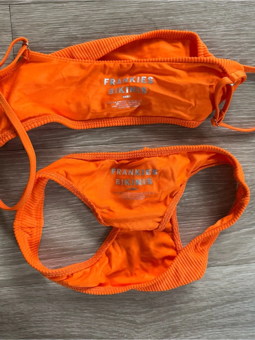 Frankie's Bikinis Orange Ribbed Bikini Set
